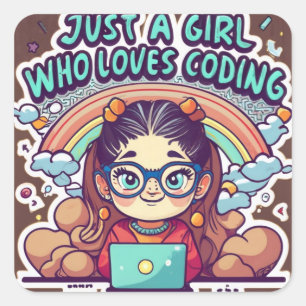 Adesivo Quadrado Apenas Uma Menina Que Adora Codificar Geeks Codifi