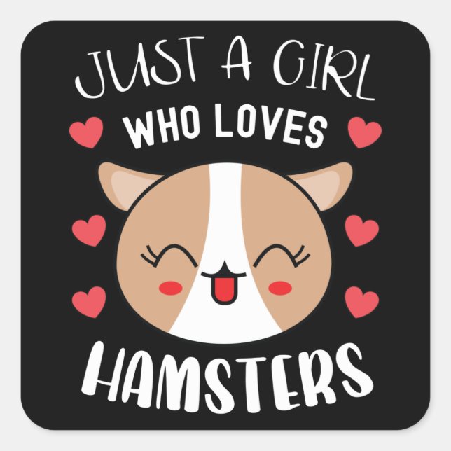 Adesivo Quadrado Apenas Uma Menina Que Ama Hamsters Cute Kawaii Ham (Frente)