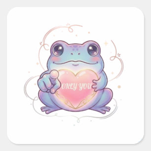 Adesivo Quadrado Apenas Você Sticker de Sapo Fofo Sapo Coração Bril