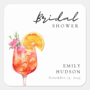 Adesivo Quadrado Aperol Spritz Floral Chá de Noiva