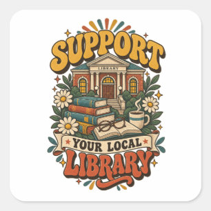 Adesivo Quadrado Apoie sua biblioteca local