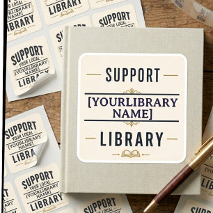 Adesivo Quadrado Apoie Sua Biblioteca – Projeto de Nome Personaliza