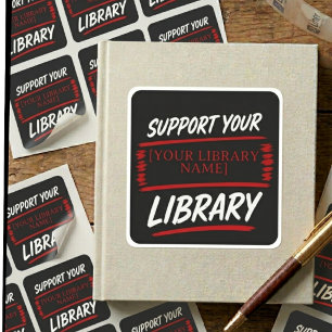 Adesivo Quadrado Apoie Sua Biblioteca – Projeto de Nome Personaliza