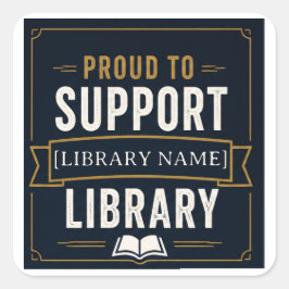 Adesivo Quadrado Apoie Sua Biblioteca – Projeto de Nome Personaliza