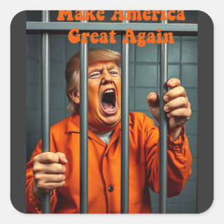 Adesivo Quadrado Apoio a Kamala Walz Justiça Trump Funny Satire