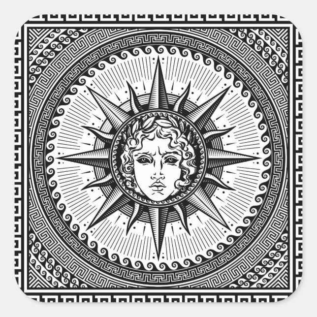 Adesivo Quadrado Apollo Sun - Símbolo de Deus no Ornamento-Chave Gr (Frente)