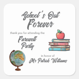Adesivo Quadrado Aposentação de Professores Clássico Nostálgico Col
