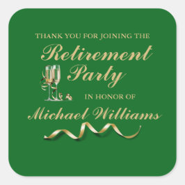 Adesivo Quadrado Aposentação Vidro de Champanhe Clássico Formal Ver