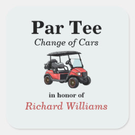 Adesivo Quadrado Aposentadoria Lã De Carrinho De Golfe Vermelho