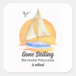 Adesivo Quadrado Aposentadoria Velejava veleiro Sunset Watercolor