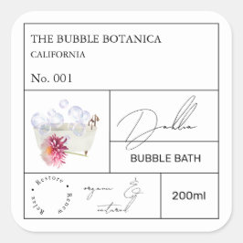Adesivo Quadrado Apothecary Dahlia Bubble Bath Label