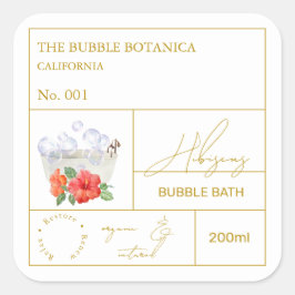 Adesivo Quadrado Apothecary Hibiscus Bubble Bath Label