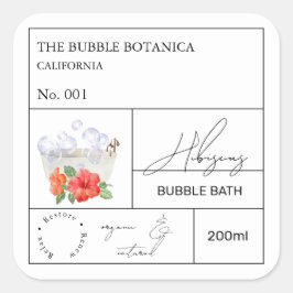 Adesivo Quadrado Apothecary Hibiscus Bubble Bath Label