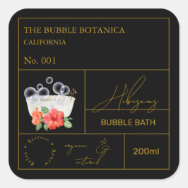 Adesivo Quadrado Apothecary Hibiscus Bubble Bath Label