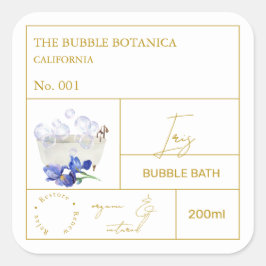 Adesivo Quadrado Apothecary Iris Bubble Bath Label