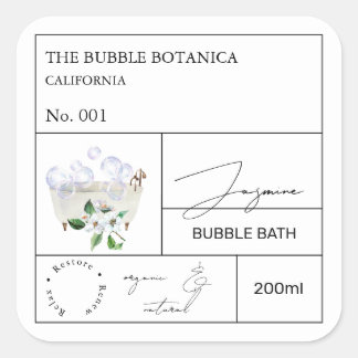 Adesivo Quadrado Apothecary Jasmine Bubble Bath Label