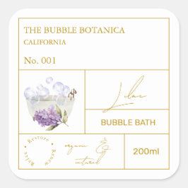 Adesivo Quadrado Apothecary Lilac Bubble Bath Label