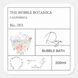 Adesivo Quadrado Apothecary Rose Bubble Bath Label
