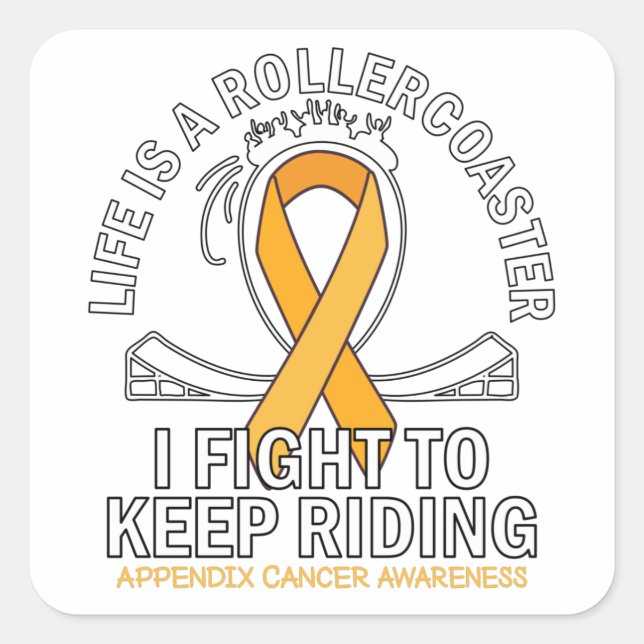 Adesivo Quadrado Appendix cancer awareness amber ribbon (Frente)