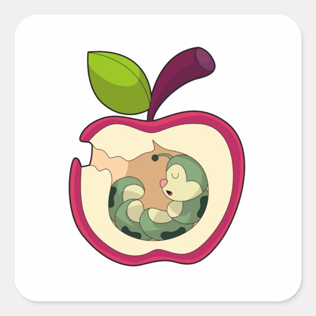 Adesivo Quadrado Apple De Dormência Da Lagarta (Frente)