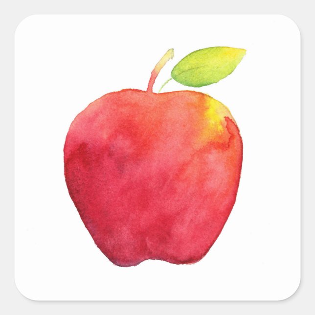 Adesivo Quadrado Apple Red Watercolor (Frente)