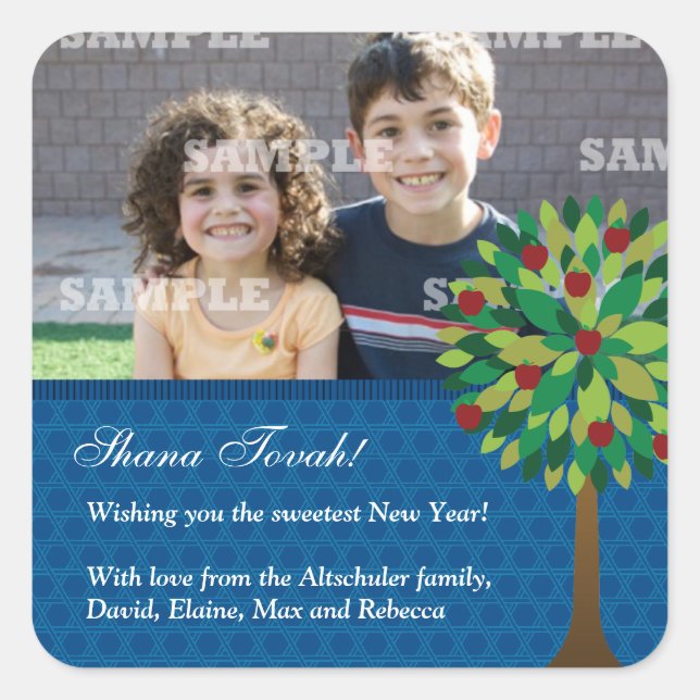 Adesivo Quadrado Apple Tree Rosh Hashanah Sticker (Frente)