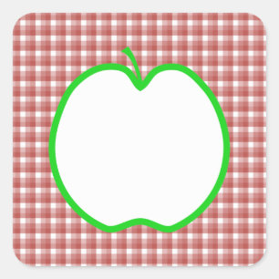 Adesivo Quadrado Apple verde com teste padrão vermelho e branco da