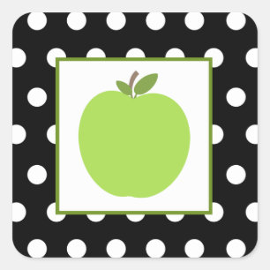 Adesivo Quadrado Apple verde/preto com bolinhas brancas