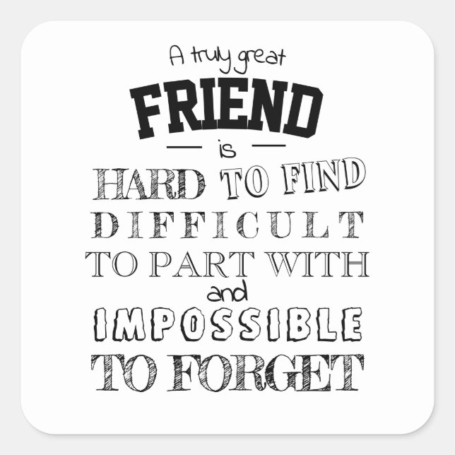 Adesivo Quadrado Apreciação de Amigo Obrigado script do presente bf (Frente)