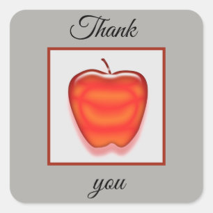 Adesivo Quadrado Apreciação De Professora Bright Red Apple Obriga