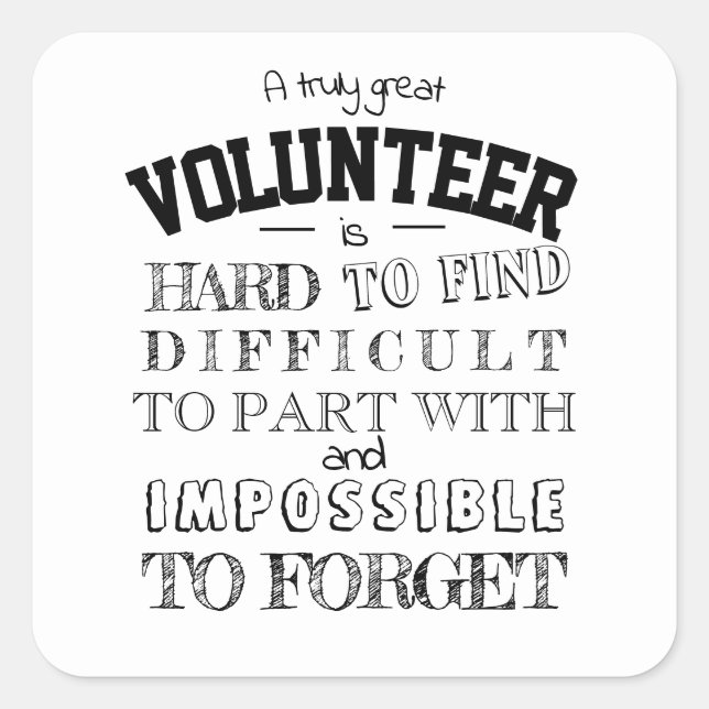 Adesivo Quadrado Apreciação do Voluntário Obrigado Escrito do prese (Frente)