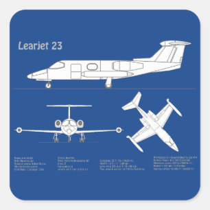 Adesivo Quadrado Aprenda 23 - Planos de desenho de projeto de avião