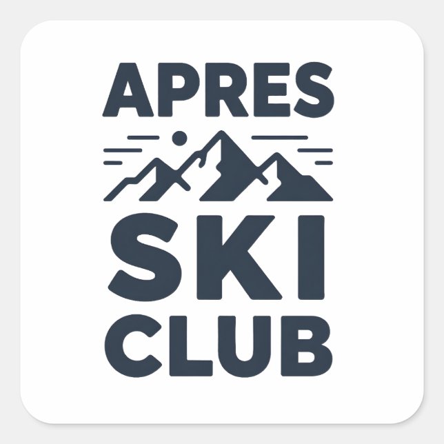 Adesivo Quadrado Apres Ski Club Mountain Logo - Custom Mens Winter  (Frente)