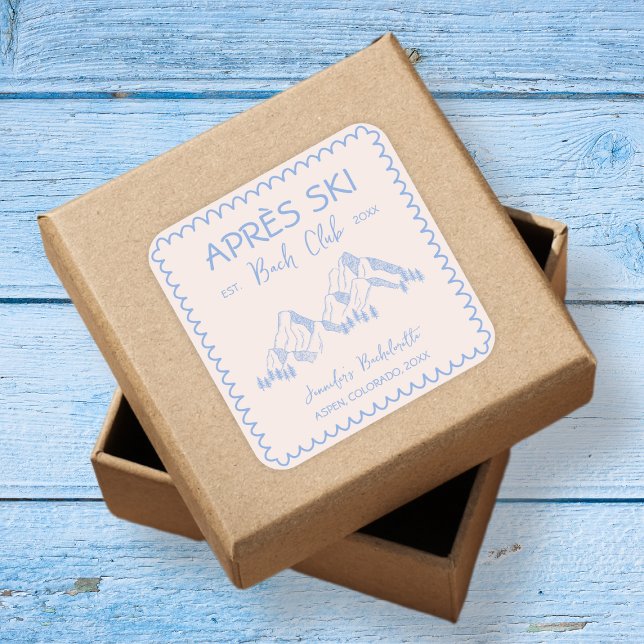 Adesivo Quadrado Apres Ski Clube de Inverno Bach da Noiva (Apres Ski Winter Bach Club Bachelorette Square Sticker)