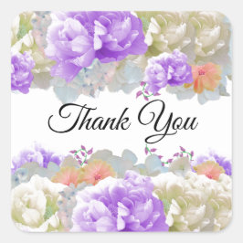 Adesivo Quadrado Apricot e Plum Flower Obrigado Sticker