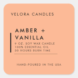Adesivo Quadrado Apricot Modern Minimalist Candle Label Sticker