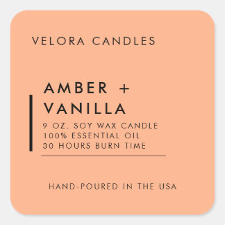 Adesivo Quadrado Apricot Modern Minimalist Candle Label Sticker