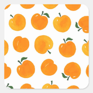 Adesivo Quadrado Apricots Watercolor White Background Vintage