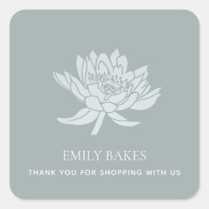 ADESIVO QUADRADO AQUA BLUE LOTUS FLORAL BUSINESS COMPRANDO OBRIGADO