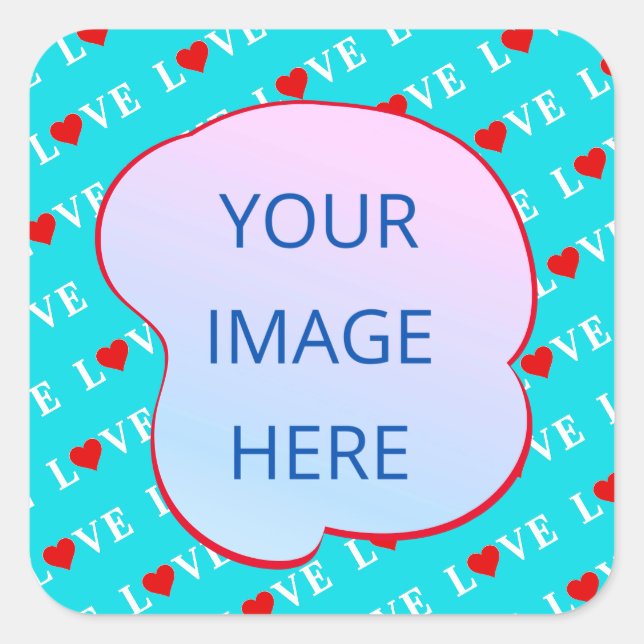 Adesivo Quadrado Aqua Blue LOVE Modern Chic (Frente)