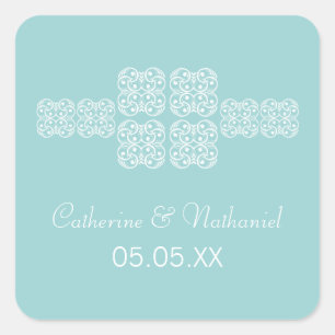 Adesivo Quadrado Aqua Bohemian Chic Wedkers