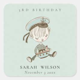 Adesivo Quadrado Aqua Boys Pequeno Marinheiro Náutico Qualquer Idad