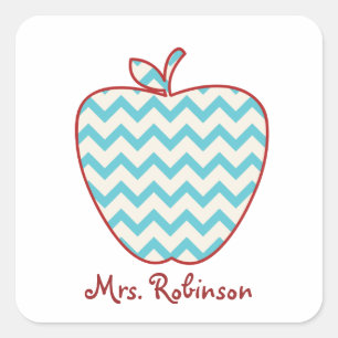 Adesivo Quadrado Aqua Chevron Apple Teacher