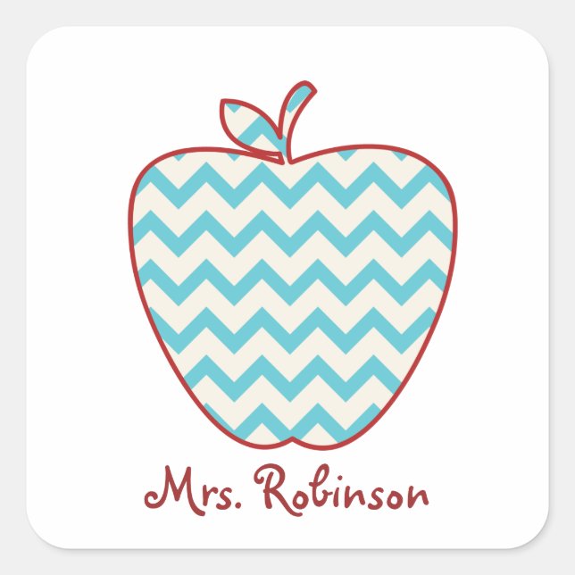 Adesivo Quadrado Aqua Chevron Apple Teacher (Frente)