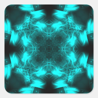Adesivo Quadrado Aqua Plasma Symmetry Fractal Art
