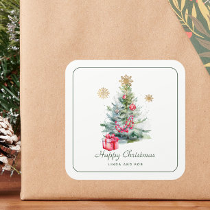 Adesivo Quadrado Aquarela Botânica de Natal