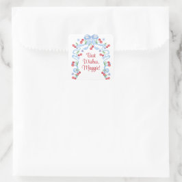 Adesivo Quadrado Aquarela de Laços de Cereja Grandmillennial