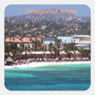 Adesivo Quadrado Aquarela de Oranjestad, Aruba