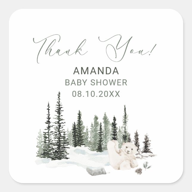 Adesivo Quadrado Aquarela Elegante Bebê frio fora de Baby S (Frente)