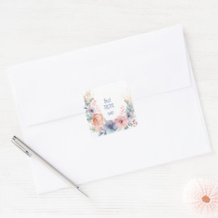 Adesivo Quadrado Aquarela Floral Botânico Romântico